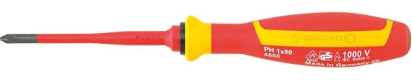 STAHLWILLE VDE-Kreuzschlitzschraubendreher Gr. PH1, Länge 80mm, 46663001