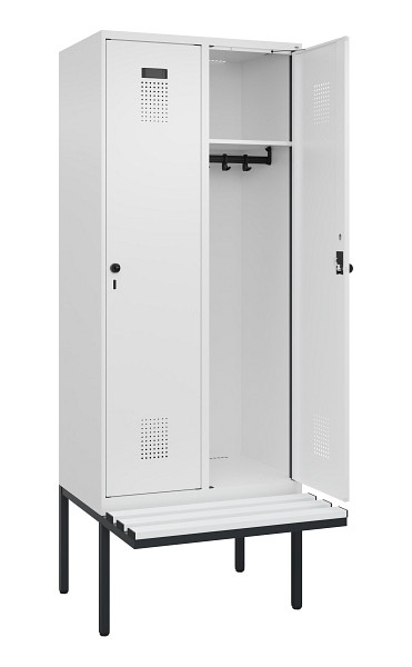 C+P Spind Evolo PLUS, 2 Abteile, 2120x800x815mm, 9016/9016, Haken 4, Drehriegel, Material Sitzfläche Kunststoff, 0490407-22 S10074