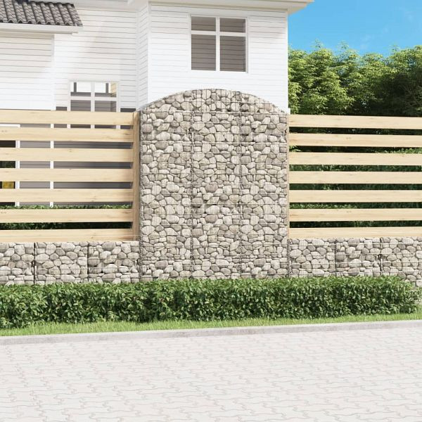 vidaXL Gabione mit Hochbogen 150x50x200/220 cm Verzinktes Eisen, 153460