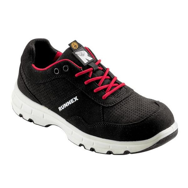 RUNNEX S1P-ESD-Sicherheitshalbschuhe FlexStar, schwarz/rot, Größe: 47, VE: 1 Paar, 5179-47