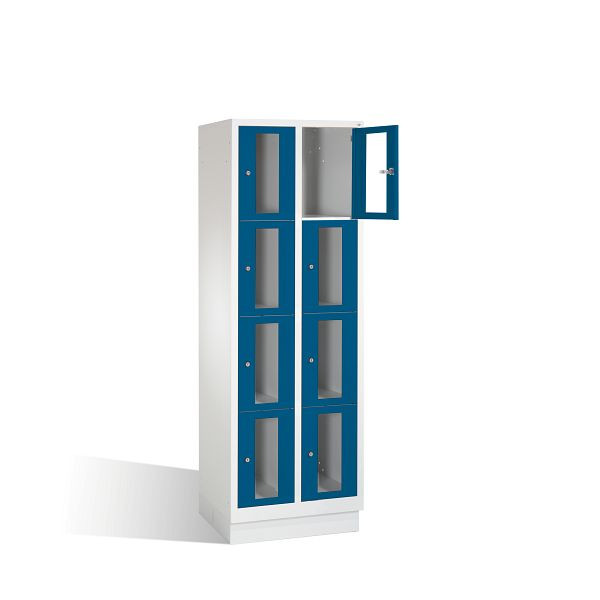 C+P Schließfachschrank Classic, H1800xB610xT500mm, Farbe: Lichtgrau / Enzianblau, 8020A204 S10002