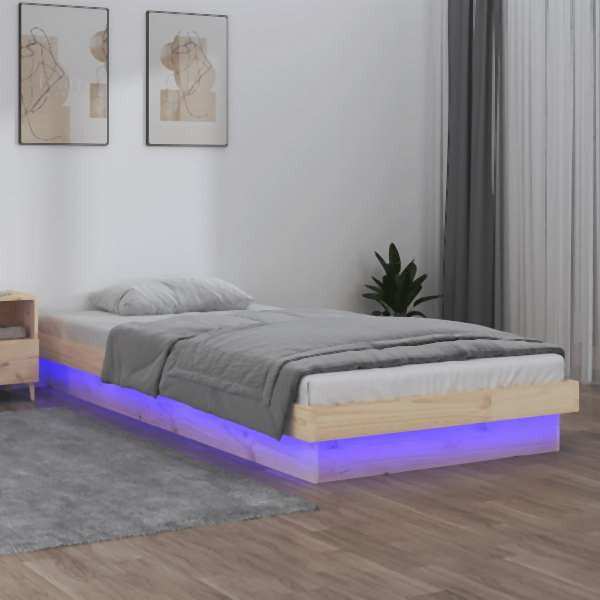 vidaXL Massivholzbett mit LED-Beleuchtung 100x200 cm, 819962