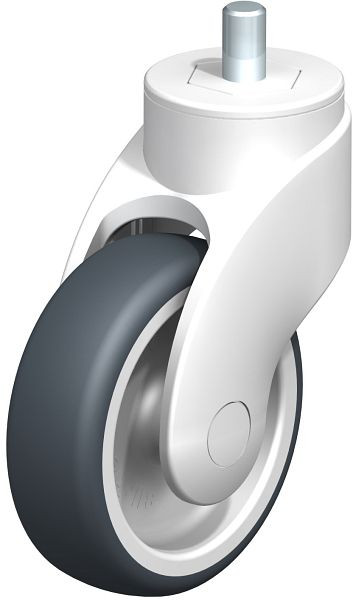 Blickle LWK-TPA 101G-GS12 Kunststoff-Lenkrolle WAVE mit Gewindestift & Feststeller, Thermoplastisches Gummi-Elastomer, Grau, 744714