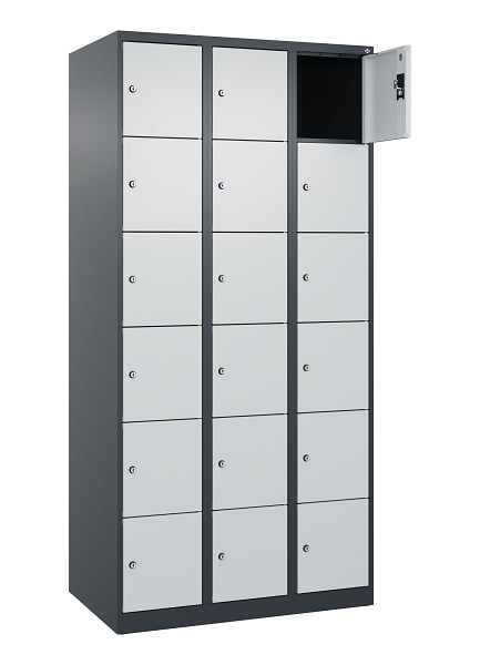 C+P Schließfachschrank Evolo PLUS, 18 Fächer, 1850x900x500mm, 7016/7035, 049000-306 S10017