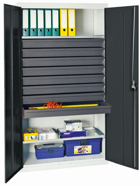 stumpf Werkzeug- und Materialschrank Serie 3000, 7035/7016, 8 Schublade 100 mm, 2 Wannenböden durchgehend, 3008171
