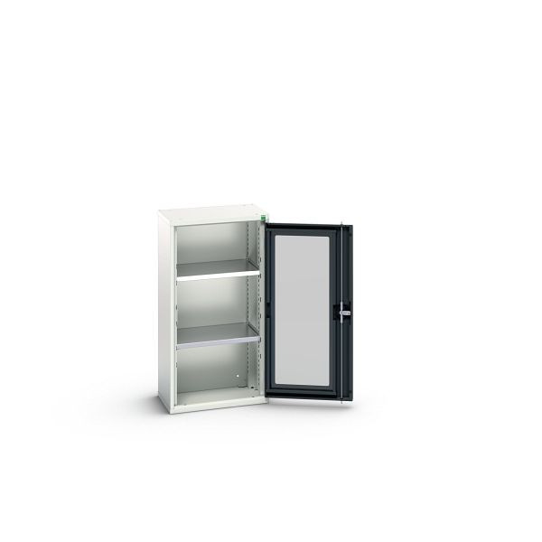 bott verso Flügeltürschrank mit Sichtfenster, mit 2 Fachböden, BxTxH: 525 x 350 x 1000 mm, Lichtgrau / Anthrazitgrau, 16926072.19