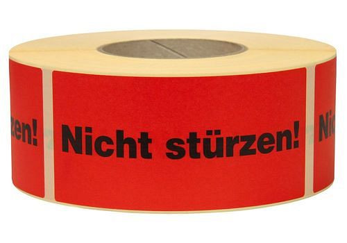 DENIOS Warn- und Hinweisetiketten, Nicht stürzen, 145 x 70 mm, aus Papier, 299630