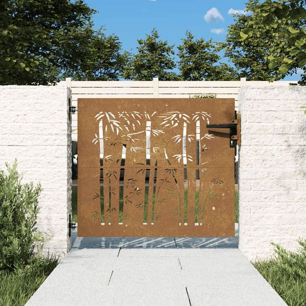vidaXL Gartentor 85x100 cm Cortenstahl Bambus-Design, 153233
