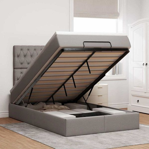 vidaXL Ottoman-Bett mit Matratzen & LEDs Weiß 200x200 cm Kunstleder, 3312811