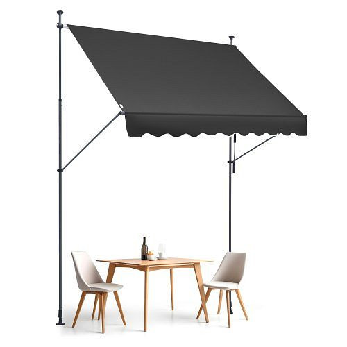 VEVOR Klemmmarkise 250x120 cm, höhenverstellbar 218-309 cm, mit Handkurbel, Schwarz, für Terrasse/Balkon/Garten, SSSZYPHSLZS90BZEYV0