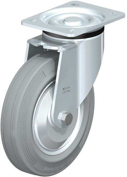 Blickle LK-RD 202R-VLI-FA Stahlblech-Lenkrolle, schwere Ausführung, mit Anschraubplatte, Zweikomponenten-Vollgummi, Grau, 750480