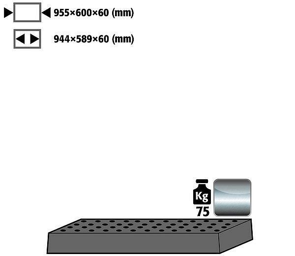 asecos Lochblecheinsatz Standard für Modell(e): UB90 mit Breite 1100 mm für halbhohe Schränke, 15626