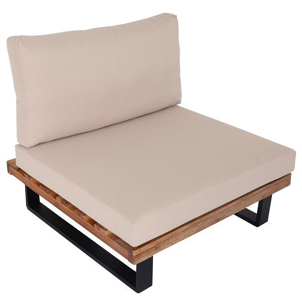 Mendler Lounge-Sessel HWC-H54, Garten-Sessel, Spun Poly Akazie Holz FSC Aluminium, hellbraun, Polster beige, 98524+101472