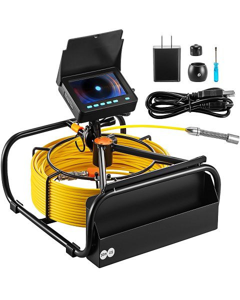 VEVOR Kanalkamera, 30 m, 4,3-Zoll-Kanalkamera mit 6 einstellbaren LEDs, 16 GB-Karte, JLKXSGDNKJF36ALK7V2
