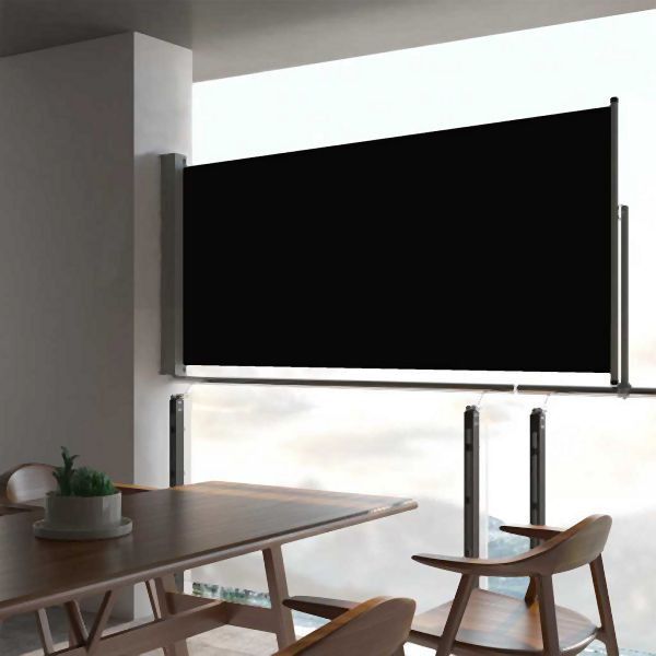 vidaXL Ausziehbare Seitenmarkise 60×300 cm Schwarz, 48352