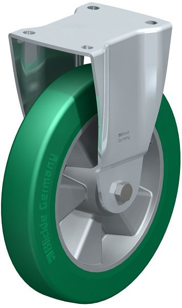 Blickle BH-ALST 250K Stahlblech-Bockrolle, Schwerlast-Ausführung, mit Anschraubplatte, Blickle Softhane®, Grün, 579524
