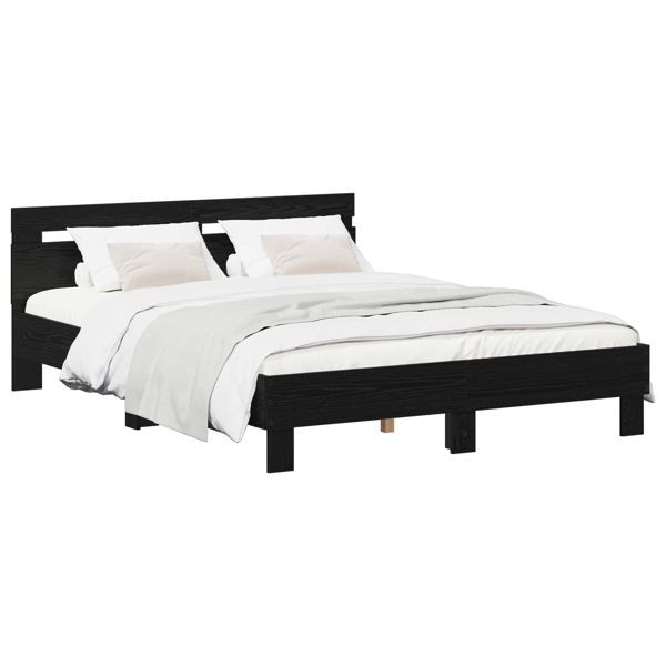 vidaXL Bettrahmen Schwarze Eiche 135 x 190 cm Holzwerkstoff, 3446596