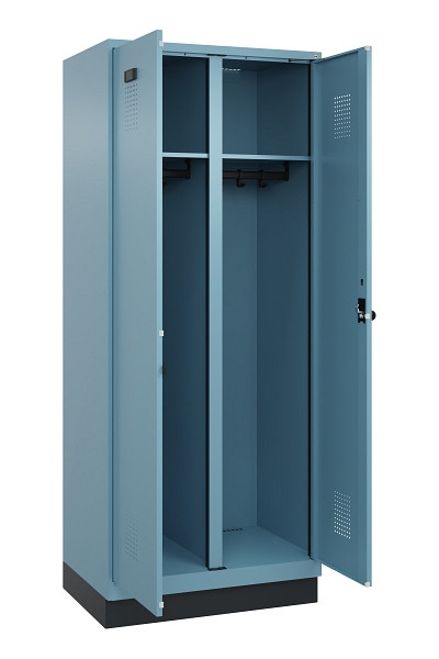 C+P Schwarz-Weiß-Spind Evolo PLUS, mit Sockel, 2 Abteile, 1950x800x500mm, 0010/0, Drehriegel, 049022-22 S10021