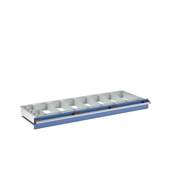 bott cubio Sortiment mit 24 Boxen, BxTxH: 1300x525x68mm, Kunststoff / RAL 7035, Lichtgrau, 43020780