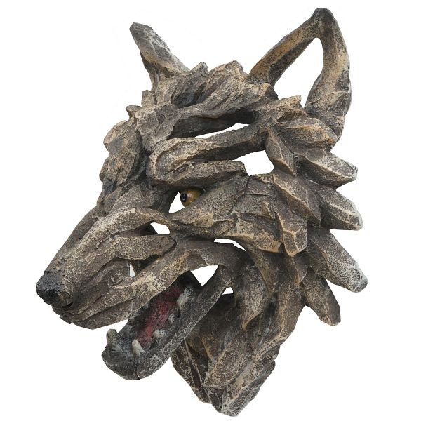 Mendler Deko Schädel HWC-H41, Wanddeko Kopf Trophäe, Polyresin Indoor Outdoor, Wolfskopf 32cm, 73393