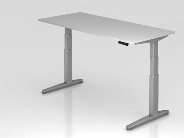 Hammerbacher Sitz-Steh-Schreibtisch elektrisch 180x80cm Grau/silber, Rechteckform, VXBHM19/5/SS