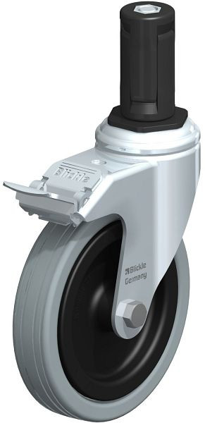 Blickle LKRA-VPA 125G-11-FI-ER14 Apparate-Lenkrolle mit Expander & Feststeller, Vollgummi, Grau, 848256