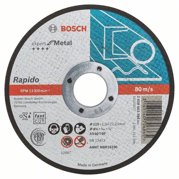 Bosch Trennscheibe gerade Expert for Metal, Rapido AS 60 T BF, 115 mm, 1,0 mm, VE: 25 Stück, 2608603394