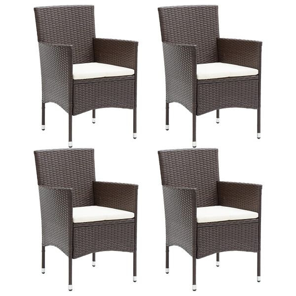 vidaXL Garten-Essstühle 4 Stück Poly Rattan Braun, 310565