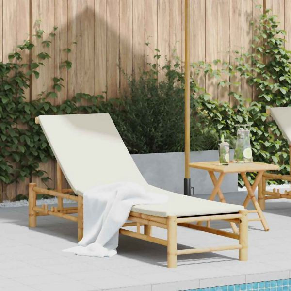 vidaXL Sonnenliege mit Auflage 55x199x30 cm Bambus, 4108226