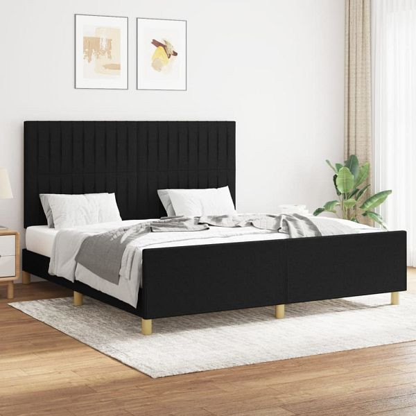 vidaXL Bettgestell mit Kopfteil Schwarz 160x200 cm Stoff, 3125229