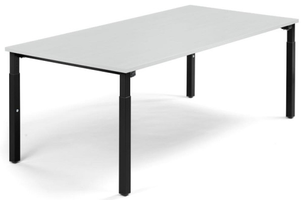 Deskin Konferenztisch System MODUL, Lichtgrau, 2000 x 1000 x 650 mm, Gestell: Schwarz RAL 9005, 292105