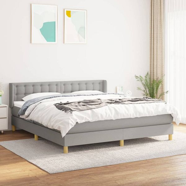 vidaXL Boxspringbett mit Matratze Hellgrau 180x200 cm Stoff, 3130609