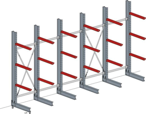 Schulte K 3000 Kragarmständer, doppelseitig 2500 x 2x400 mm, IPE 120, Maximallast 2.650 kg, RAL 7001, 27549