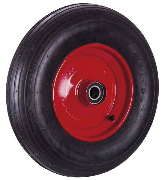 VARIOfit Luftrad mit Rillenprofil, 400 x 100 mm, schwarz, auf Stahlfelge, feuerrot, lug-400.008