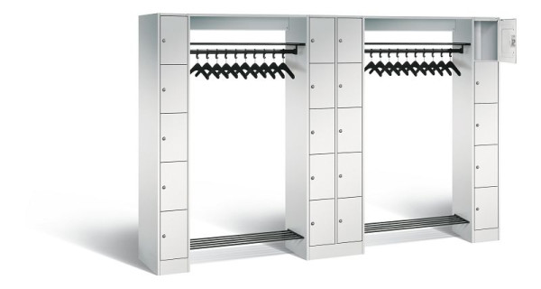 C+P Offene Garderobe Serie 8070, H1950xB2840xT480mm, Farbe: Lichtgrau, 80730-20 S10007