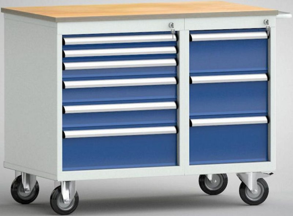 KLW Standard-Werkbank, 1000 x 620 x 830 mm, mit Buchen-Multiplexplatte, L: 2x50EA/75EA/2x100EA/175EA, R: 150EA/2x200EA, WS824N-1000M20-E1002