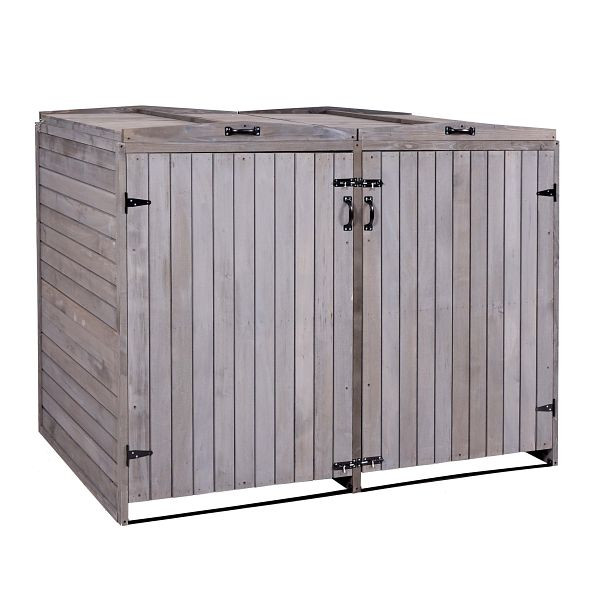 Mendler XL 2er-/4er-Mülltonnenverkleidung HWC-H74, Mülltonnenbox, erweiterbar 120x75x96 Holz, anthrazit-grau, 73979+74651