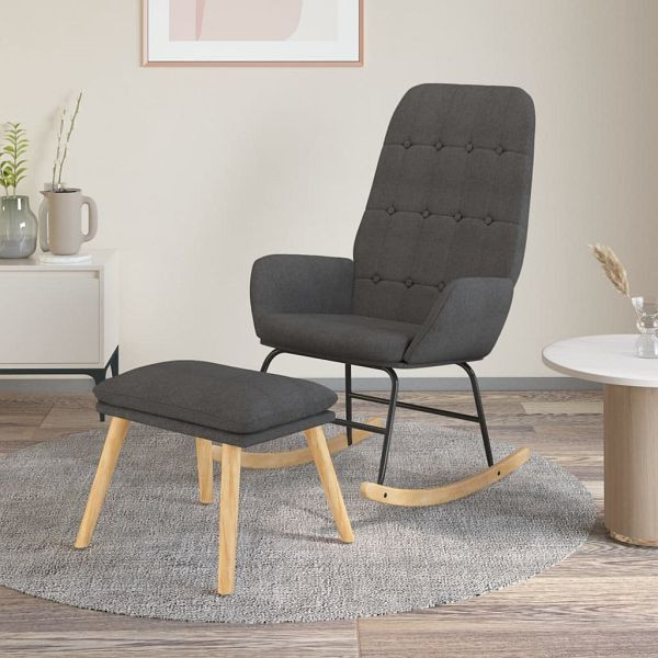 vidaXL Schaukelsessel mit Hocker Dunkelgrau Stoff, 3097705