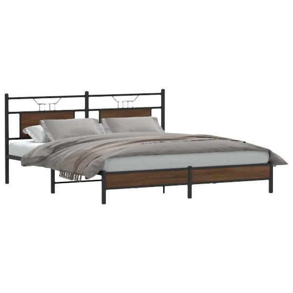vidaXL Bettgestell ohne Matratze Braun Eichen-Optik 183x203 cm, 4107002