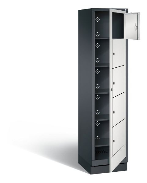 C+P Wäsche-Ausgabeschrank Evolo, H1800xB420xT500mm, Farbe: Schwarzgrau / Lichtgrau, 48160-105 S10010