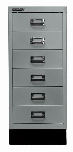 Bisley MultiDrawer, 29er Serie mit Sockel, DIN A4, 6 Schubladen, silber, L296S355