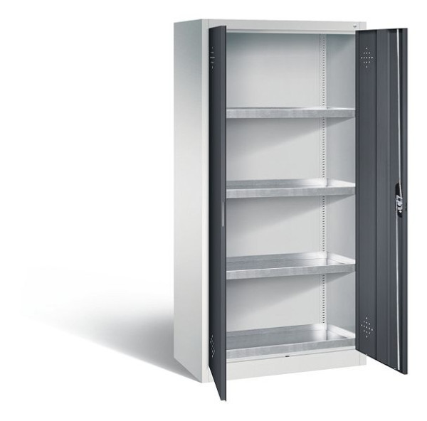 C+P Umweltschrank Acurado, H1950xB930xT500mm, Farbe: Lichtgrau / Schwarzgrau, Muldengriff, 8921-315 S10336