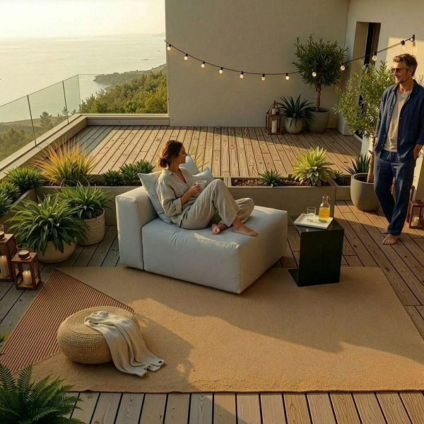HOME DELUXE Modulares Outdoor Sofa ALAZIA Hellgrau - XS, 75213