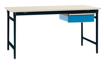 Manuflex Komplett-Beistelltisch BASIS stationär mit Melamin-Platte + Einzelschubfach, BxTxH: 1000 x 800 x 780 mm, Anthrazit, BB5231.7016