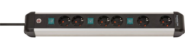 Brennenstuhl Premium-Alu-Line Technik Steckdosenleiste 6-fach 3m H05VV-F 3G1,5 2-fach schaltbare Steckdosen, 1391030601
