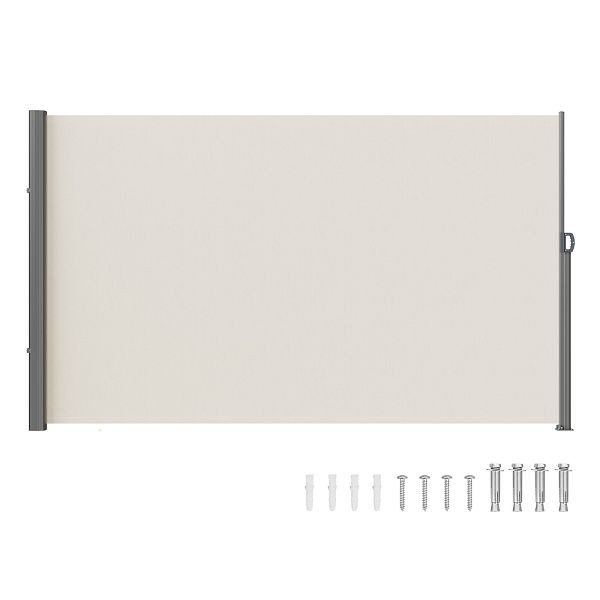 VEVOR Seitenmarkise 180 x 300 cm aus 180 g/m² Polyestergewebe mit PU-Beschichtung einziehbarer Griff mit Federmechanismus Beige, KSSCP180X300TP4R5V0