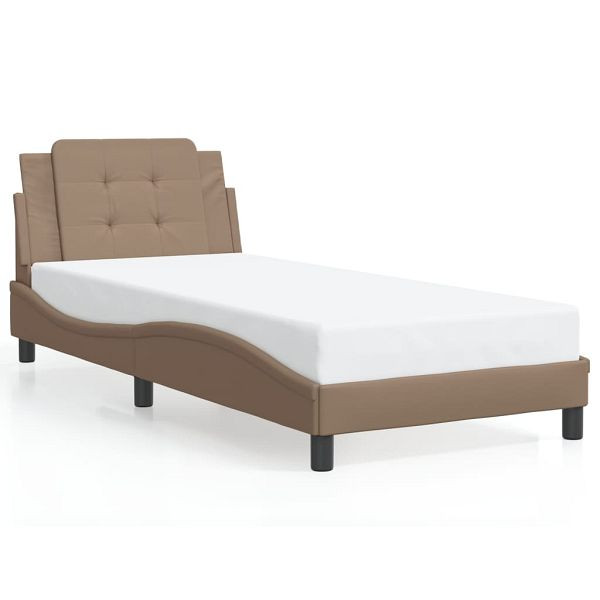 vidaXL Bettgestell mit LED Cappuccino-Braun 100x200 cm Kunstleder, 3214093