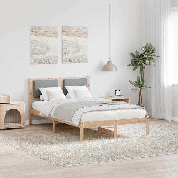 vidaXL Bettrahmen Hellgrau 120 x 200 cm Massives Kiefernholz, 878119