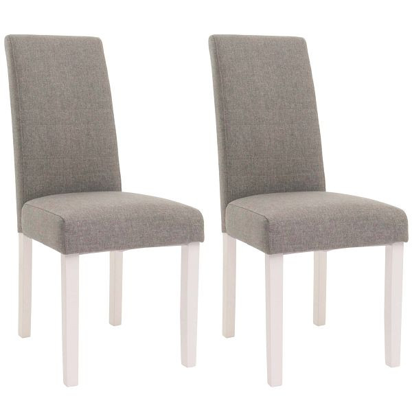 Mendler 2er-Set Esszimmerstuhl HWC-N66, Stuhl Küchenstuhl Lehnstuhl Massivholz Stoff/Textil grau, weiße Beine, 108049