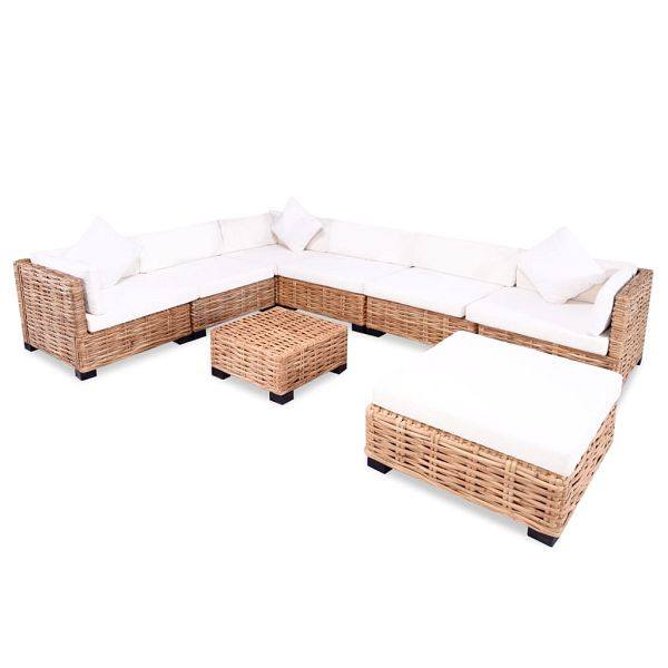 vidaXL Sofagarnitur 27-teilig Natürliches Rattan, 244623